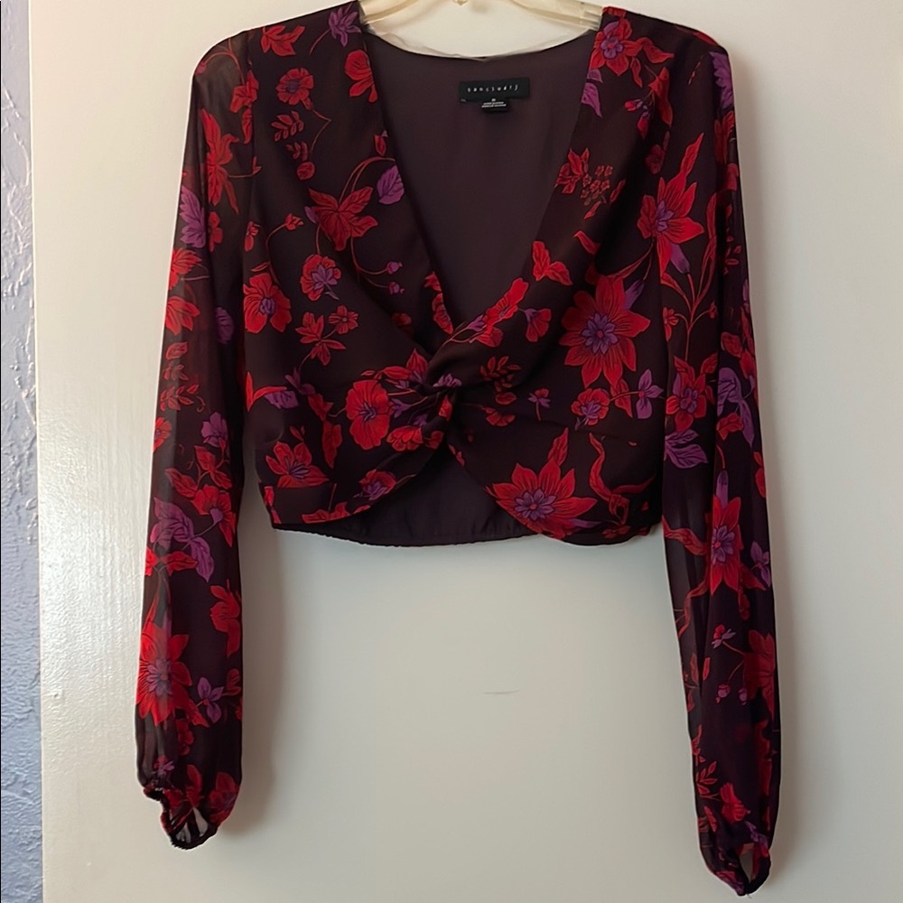 3 for 25! Sanctuary Women's Floral Red‎ and Purple Top, size medium